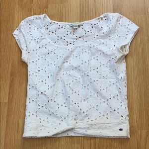 White eyelet crop top